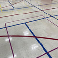 Basketball court markings made with floor marking vinyl tape